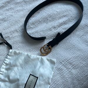 GG Marmont thin back belt with Gold GG Buckle